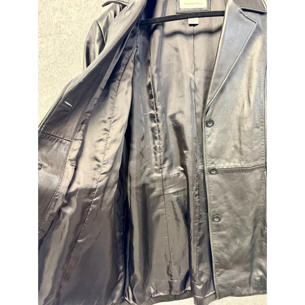 Preston &‎ York Black Lambskin Leather Jacket with Self-Tie Belt Men's Size XL - Picture 5 of 9